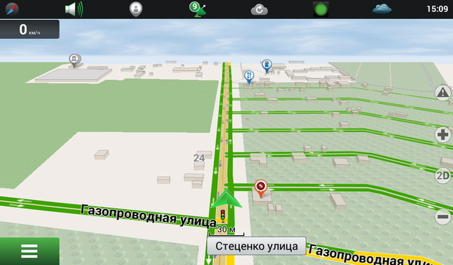 Скриншот с программы GPS-навигатора магнитолы Redpower (Редповер), 4-ядерная платформа Android, S210