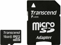 Карта памяти Transcend MicroSDHC 16GB Class 10 + SD-adapter